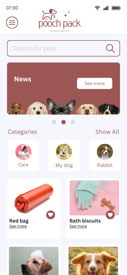 Interfaz para Pooch Pack, un proyecto innovador